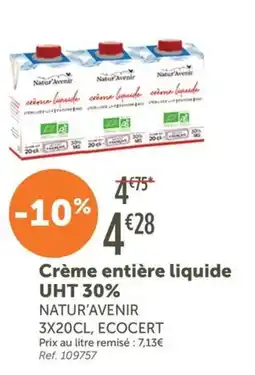 L'Eau Vive Crème entière liquide UHT 30% offre