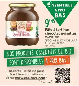 L'Eau Vive Pâte à tartiner chocolat noisettes offre