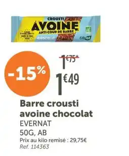 L'Eau Vive Barre crousti avoine chocolat offre
