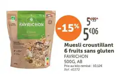 L'Eau Vive Muesli croustillant 6 fruits sans gluten offre