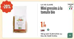La Vie Claire Mini gressins à la tomate bio offre