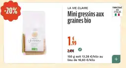 La Vie Claire Mini gressins aux graines bio offre
