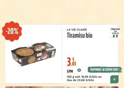 La Vie Claire Tiramisu bio offre
