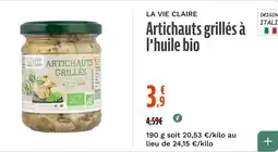 La Vie Claire Artichauts grillés à l'huile bio offre