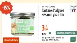 La Vie Claire Tartare d'algues sésame yuzu bio offre