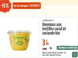 La Vie Claire Houmous aux lentilles corail et coriande bio offre