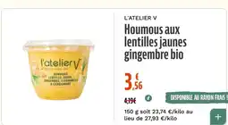 La Vie Claire Houmous aux lentilles jaunes gingembre bio offre