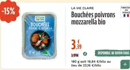 La Vie Claire Bouchées poivrons mozzarella bio offre