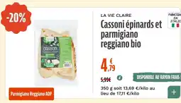 La Vie Claire Cassoni épinards et parmigiano reggiano bio offre