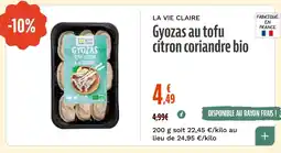 La Vie Claire Gyozas au tofu citron coriandre bio offre