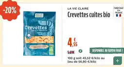 La Vie Claire Crevettes cuites bio offre
