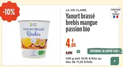 La Vie Claire Yaourt brassé brebis mangue passion bio offre