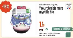 La Vie Claire Yaourt brebis mûre myrtille bio offre
