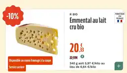 La Vie Claire Emmental au lait cru bio offre