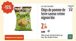 La Vie Claire Chips de pomme de terre saveur crème oignon bio offre