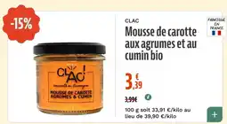 La Vie Claire Mousse de carotte aux agrumes et au cumin bio offre