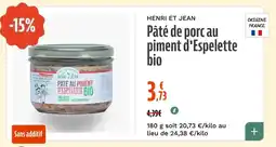 La Vie Claire Pâté de porc au piment d'Espelette bio offre