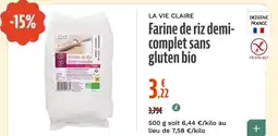 La Vie Claire Farine de riz demi- complet sans gluten bio offre