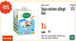 La Vie Claire Soja cuisine allégé bio offre