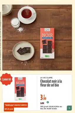 La Vie Claire Chocolat noir à la fleur de sel bio offre