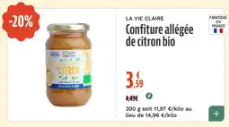 La Vie Claire Confiture allégée de citron bio offre