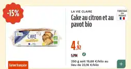 La Vie Claire Cake au citron et au pavot bio offre