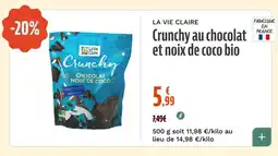 La Vie Claire Crunchy au chocolat FRANC et noix de coco bio offre
