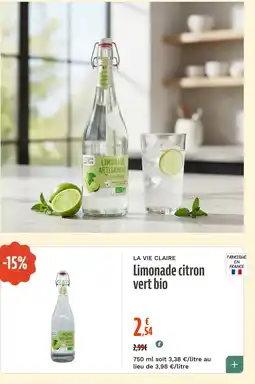 La Vie Claire Limonade citron vert bio offre