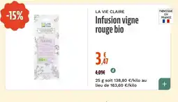 La Vie Claire Infusion vigne rouge bio offre