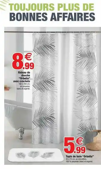 Rideau De Douche Orbella Avec Crochets Tapis De Bain Ortella
