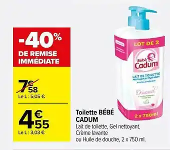 Carrefour Toilette Bébé Cadum offre
