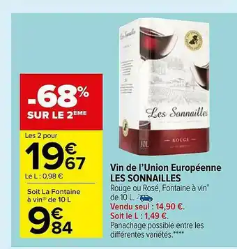 Carrefour Market Vin De L'union Européenne Les Sonnailles offre