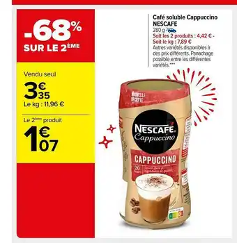 Carrefour Market Café Soluble Cappuccino Nescafé offre