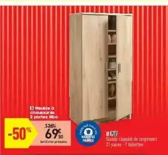 Conforama Meuble à Chaussures 2 Portes Nico offre