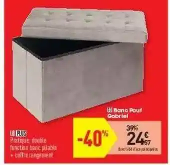 Conforama Banc Pouf Gabriel offre