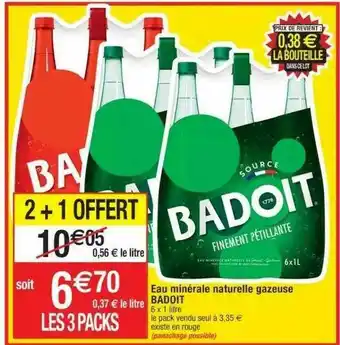 Cora x Carrefour Eau Minérale Naturelle Gazeuse Badoit offre