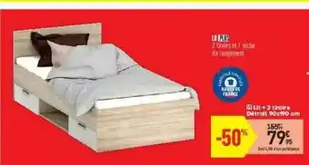 Conforama Kit + 2 Tiroirs Détroit 90 X 190 Cm offre