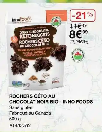 Costco Rochers Céto Au Chocolat Noir Bio Inno Foods offre