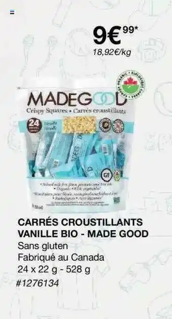 Carrés Croustillants Vanille Bio Made Good
