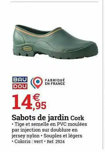 Espace emeraude Sabots De Jardin Cork Baudou offre