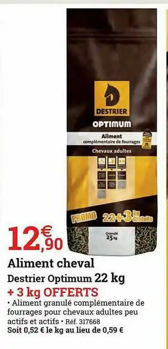 Espace emeraude Aliment Cheval Destrier Optimum offre