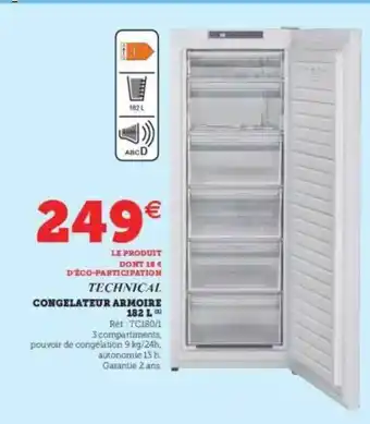 Hyper U Congélateur Armoire 182 L Technical offre