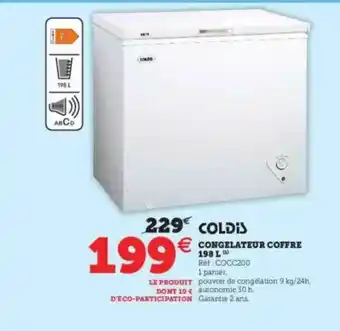 Hyper U Congélateur Coffre 198 L Coldis offre