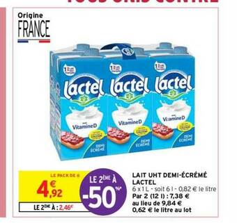 Intermarché Contact Lait Uht Demi-écrémé Lactel offre