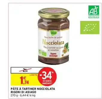 Intermarché Contact Pâte à Tartiner Nocciolata Rigoni Di Asiago offre