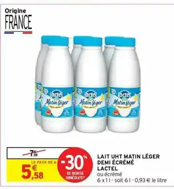 Intermarché Hyper Lait Uht Matin Léger Demi écrémé Lactel offre