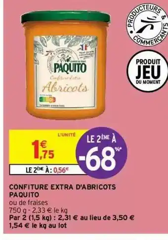 Intermarché Hyper Confiture Extra D'abricots Paquito offre