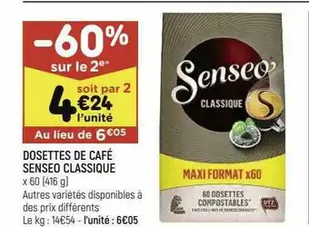 Leader Price Dosettes De Café Senseo Classique offre