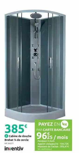 Mr Bricolage Cabine De Douche Brehat 1-4 De Cercle Inventiv offre