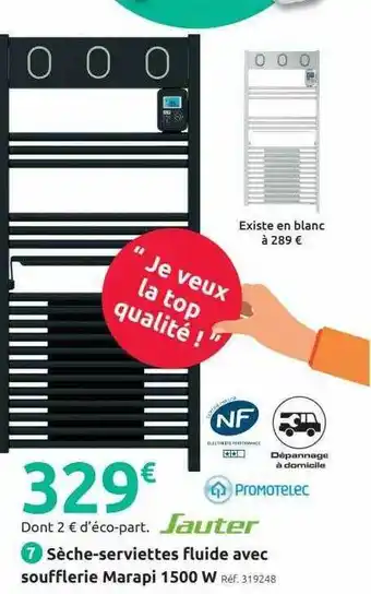 Mr Bricolage Sèche-serviettes Fluide Avec Soufflerie Marapi 1500 W Sauter offre